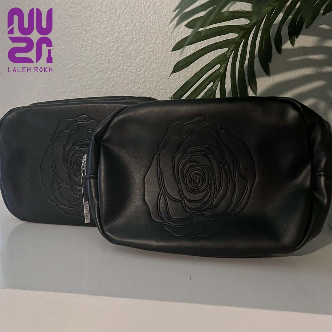 Lancome Makeup bag – Black کیف ارایشی چرمی سایز متوسط لانکوم - رنگ مشکی | Lancome Makeup bag - Black - تصویر 1
