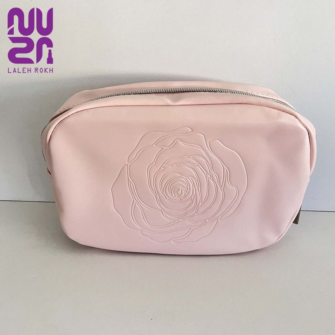 Lancome Makeup bag – Pale Pink کیف ارایشی چرمی سایز متوسط لانکوم – صورتی کمرنگ | Lancome Makeup bag – Pale Pink - تصویر 1
