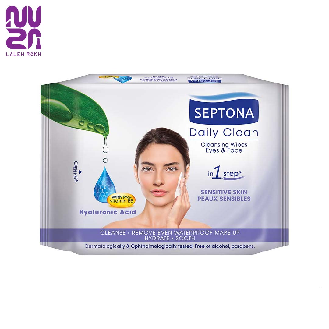 Untitled-1 دستمال مرطوب روزانه هیالورونیک اسید پوست حساس سپتونا | Septona 20 Daily Cleansing Wipes – Hyaluronic Acid - تصویر 1