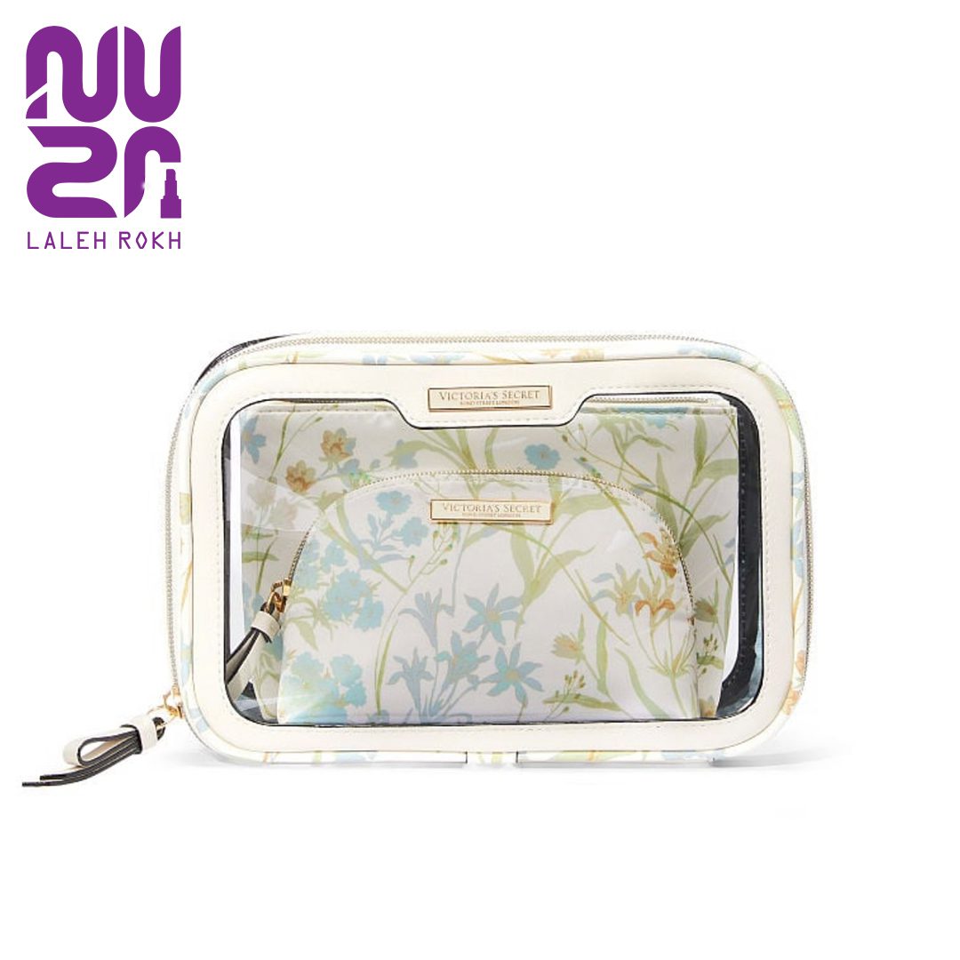 victoria secret beauty- to- go bag trio leopard design کیف آرایشی مسافرتی سه تیکه ویکتوریا سیکرت طرح گلدار | victoria secret beauty- to- go bag trio floral - تصویر 1