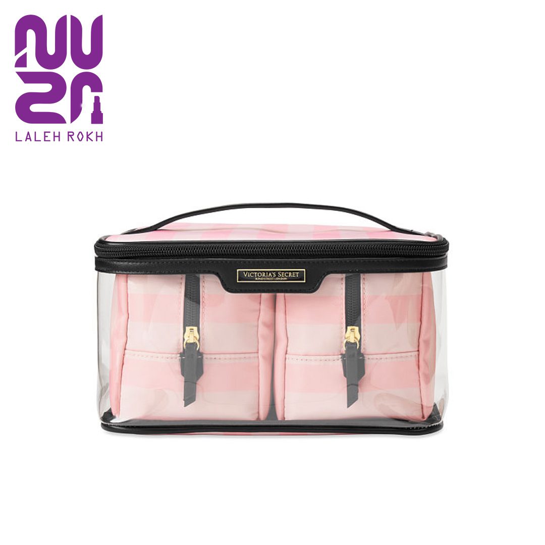 victoria secret getaway glam bag pink کیف سه تیکه ویکتوریا سیکرت راه راه صورتی | victoria secret getaway glam bag - تصویر 1