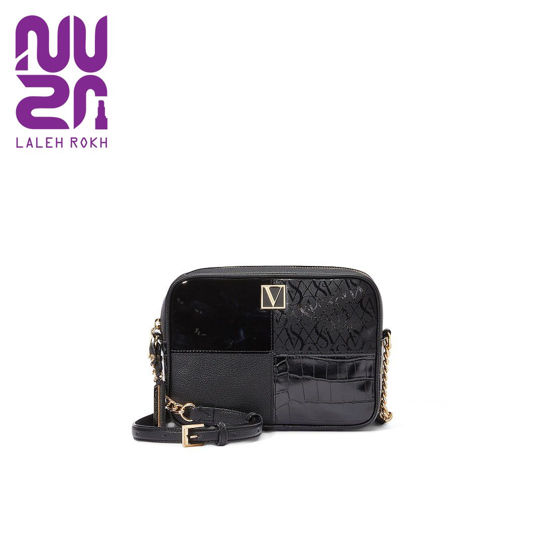 victoria secret top- zip crossbody blaCk کیف بندی دوشی ویکتوریا سیکرت مشکی طرح دوخت چهار تیکه| victoria secret top- zip crossbody blaCk - تصویر 1
