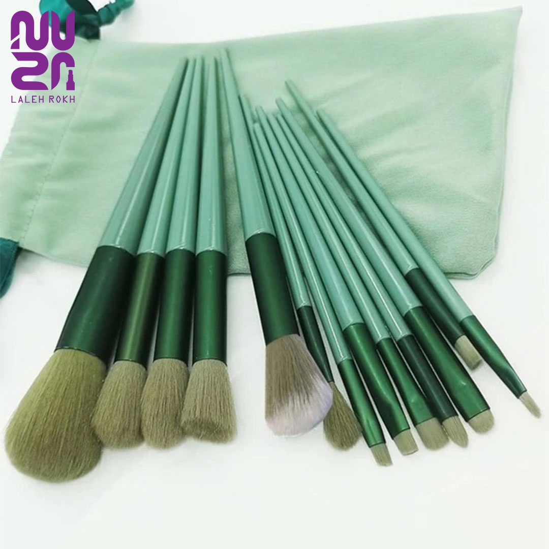 SHeglam 13 piece brush set green mini ست 13تایی براش چشم و صورت سبز مینی شیگلم | SHeglam 13 piece brush set green mini - تصویر 1