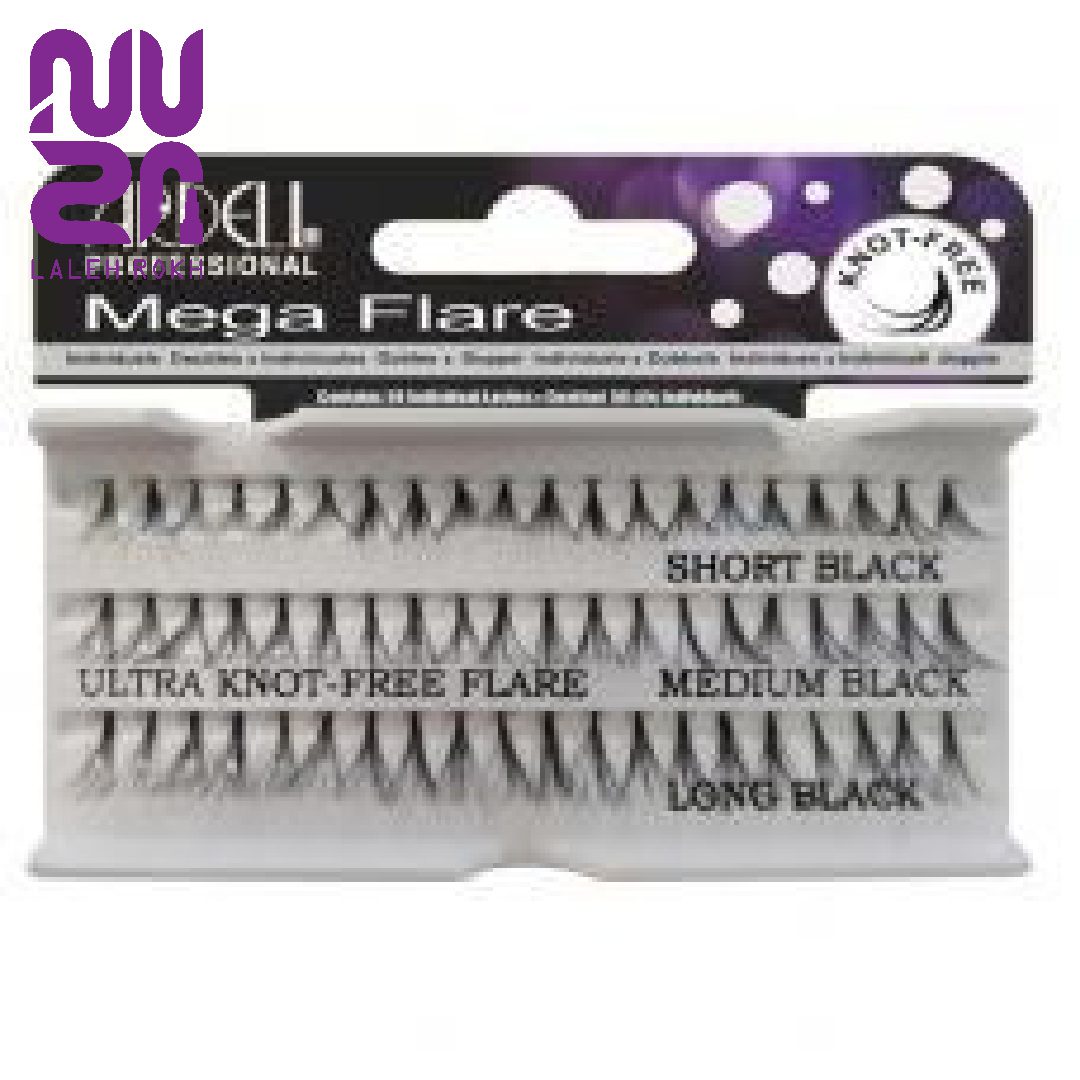 Ardell Mega Flare Ultra Knot- Free lashes - black مژه 60 عددی اردل مگا فلیر ترکیب سه سایز کوتاه، مدیوم و بلند اولترا بلک| Ardell Mega Flare Ultra Knot- Free lashes - black - تصویر 1