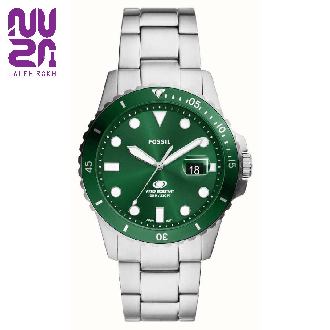 FOSSIL FB-01 THREE- HAND DATE STAINLESS STEEL MEN WATCH ساعت مچی مردانه صفحه سبز و بند استیل فاسیل |FOSSIL FB-01 THREE- HAND DATE STAINLESS STEEL MEN WATCH - تصویر 1