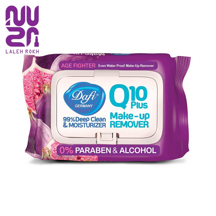 دستمال مرطوب پاک کننده آرایش چشم و صورت 50 عددی دافی مدل Q10 انجیرصورتی دستمال مرطوب پاک کننده آرایش چشم و صورت 50 عددی دافی مدل Q10 انجیرصورتی| Dafi Q10 Makeup Remover 50 eye and face makeup remover wipes pink - تصویر 1