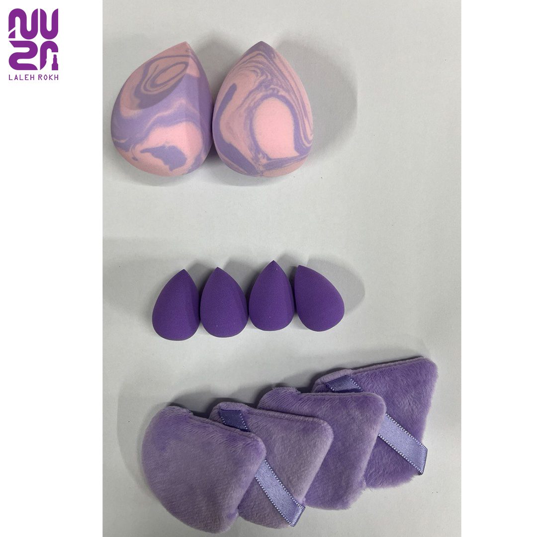 Shein 10pcs Purple Sponge+Pad ست 10عددی پد+بلندر بزرگ+کوچک بنفش شین (شیگلم) | Shein 10pcs Purple Sponge+Pad - تصویر 1