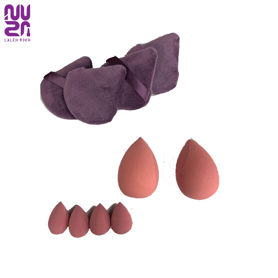 Untitled-1 ست 10عددی پد+بلندر بزرگ+کوچک صورتی/ بنفش شین (شیگلم) | Shein 10pcs Pink Sponge+Pad - تصویر 1