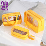 واش بگ نیمه شفاف تک زیپ زرد | Yellow wash bag - تصویر 2