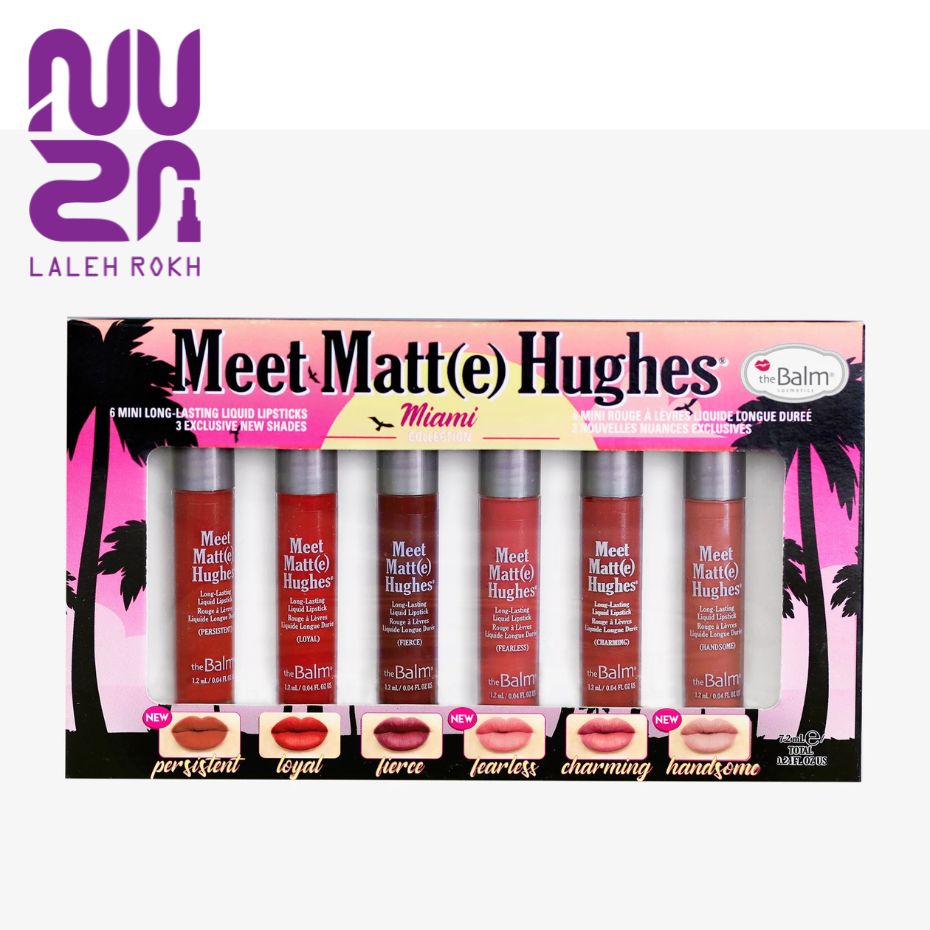 miami پک رژ لب مایع شش رنگ دبالم مدل میامی | The Balm MEET MATTE HUGHES Set of 6 Mini Liquid Lipsticks miami - تصویر 1
